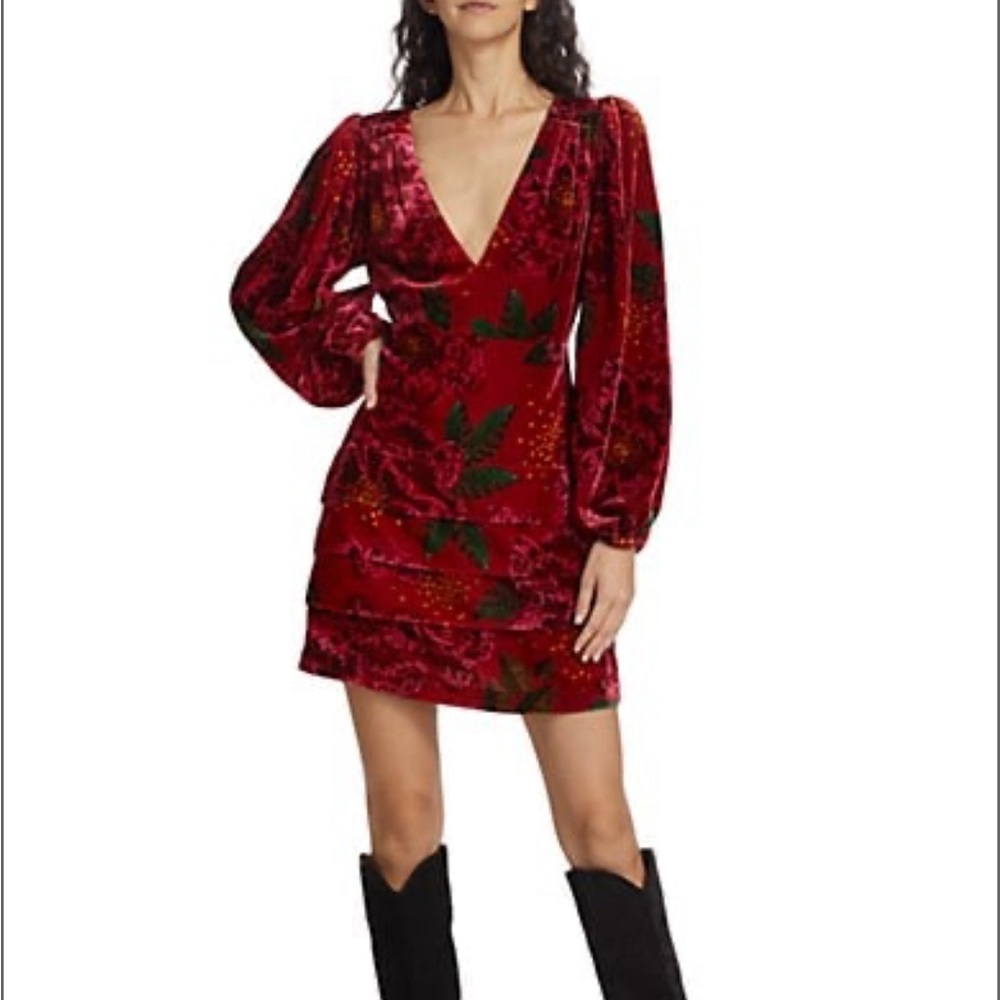 Farm Rio Shiny Velvet Flower Minidress (as seen on Selena Gomez)
